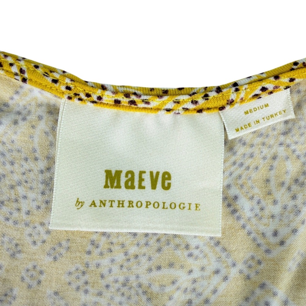 Anthropologie Maeve Fete Faux Wrap Handkerchief Midi Dress Yellow Geometric M - Picture 5 of 8
